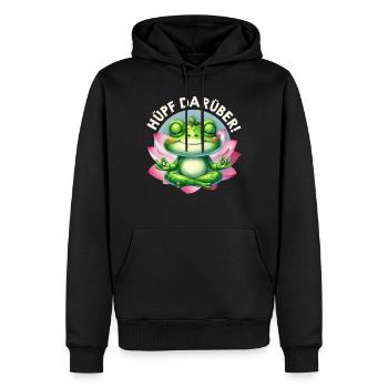 Karneval Kostüm HÜPF DARÜBER! Froschkostüm - Männer Premium Bio Hoodie - Schwarz - Vorne - Nico (187cm)