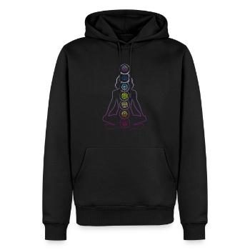 7 Chakras Zen Méditation & Yoga Bouddhisme - Sweat à capuche Premium bio Homme - noir - Devant - Nico (187cm)