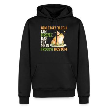 Karneval Frösche BIN EIGENTLICH EIN PRINZ FROSCH - Männer Premium Bio Hoodie - Schwarz - Vorne - Nico (187cm)