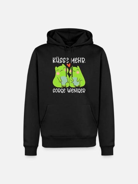 Froschkostüm KÜSSE MEHR SORGE WENIGER Lustiges - Männer Premium Bio Hoodie - Schwarz
