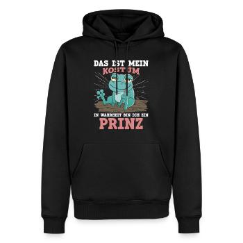 Froschkostüm DAS IST MEIN KOSTÜM BIN EIN PRINZ - Männer Premium Bio Hoodie - Schwarz - Vorne - Nico (187cm)