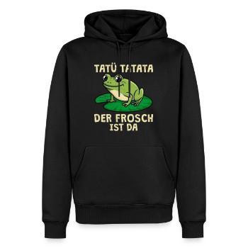 Faschings Kostüm TATÜ TATATA DER FROSCH IST DA - Männer Premium Bio Hoodie - Schwarz - Vorne - Nico (187cm)