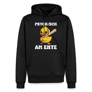Faschings Party PSYCHISCH AM ENTE Lustiges - Männer Premium Bio Hoodie - Schwarz - Vorne - Nico (187cm)