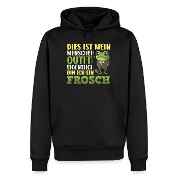 Faschings Kostüm DIES IST MEIN MENSCHEN OUTFIT - Männer Premium Bio Hoodie - Schwarz - Vorne - Nico (187cm)