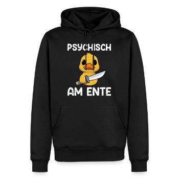 Faschings Party PSYCHISCH AM ENTE Lustiges - Männer Premium Bio Hoodie - Schwarz - Vorne - Nico (187cm)