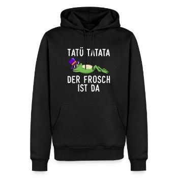 Faschings Kostüm TATÜ TATATA DER FROSCH IST DA - Männer Premium Bio Hoodie - Schwarz - Vorne - Nico (187cm)