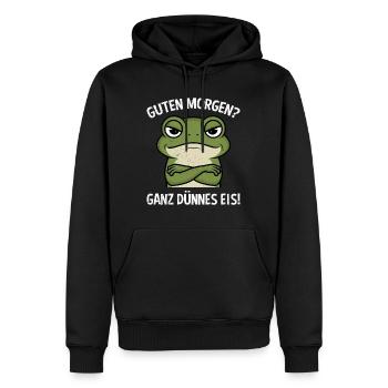 Froschkostüm GUTEN MORGEN? GANZ DÜNNES EIS! - Männer Premium Bio Hoodie - Schwarz - Vorne - Nico (187cm)