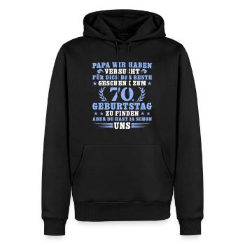 70 Jahre alt Papa 70. Geburtstag Geschenkidee - Männer Premium Bio Hoodie - Schwarz - Vorne - Nico (187cm)