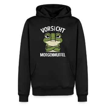 Karneval Kostüm Lustig VORSICHT MORGENMUFFEL - Männer Premium Bio Hoodie - Schwarz - Vorne - Nico (187cm)