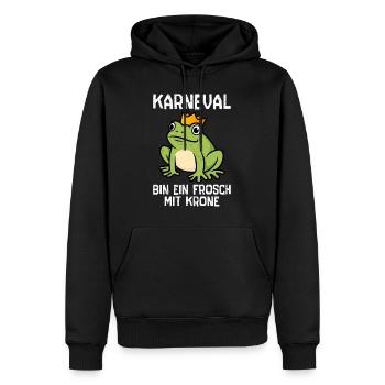 KARNEVAL BIN EIN FROSCH MIT KRONE Lustiges Frosch - Männer Premium Bio Hoodie - Schwarz - Vorne - Nico (187cm)