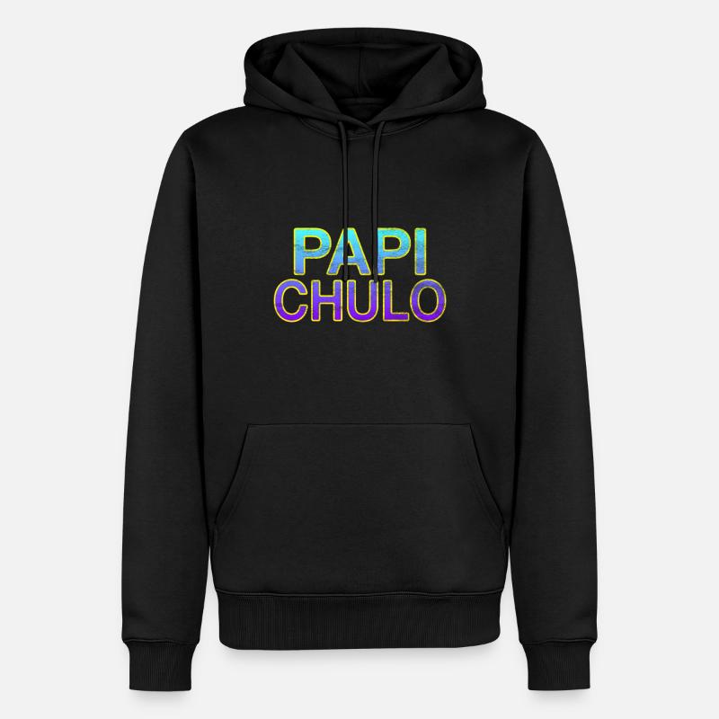 Papi Chulo - Stylischer Schriftzug - Männer Premium Bio Hoodie - Schwarz