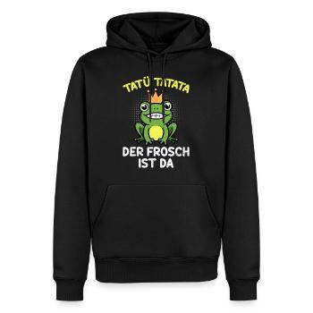 Faschings Kostüm TATÜ TATATA DER FROSCH IST DA - Männer Premium Bio Hoodie - Schwarz - Vorne - Nico (187cm)