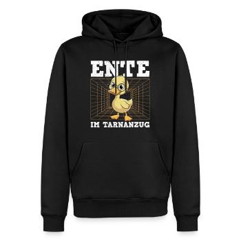 Karneval ENTE IM TARNANZUG Lustiges Faschings - Männer Premium Bio Hoodie - Schwarz - Vorne - Nico (187cm)