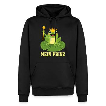 Karneval Kostüm Frosch MEIN PRINZ Lustiges - Männer Premium Bio Hoodie - Schwarz - Vorne - Nico (187cm)