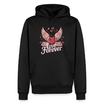 Love Forever – Romantisches Valentinstag Design - Männer Premium Bio Hoodie - Schwarz - Vorne - Nico (187cm)