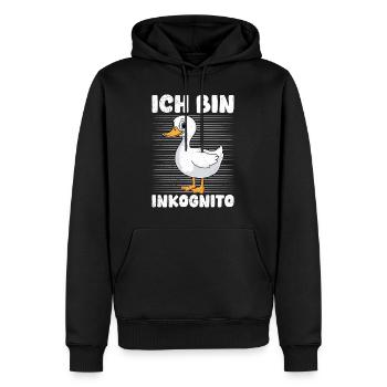 Faschings Ente ICH BIN INCOGNITO Lustiges Karneval - Männer Premium Bio Hoodie - Schwarz - Vorne - Nico (187cm)