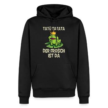 Faschings Kostüm TATÜ TATATA DER FROSCH IST DA - Männer Premium Bio Hoodie - Schwarz - Vorne - Nico (187cm)