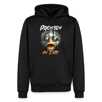 Karneval Ente PSYCHISCH AM ENTE Lustiges - Männer Premium Bio Hoodie - Schwarz - Vorne - Nico (187cm)