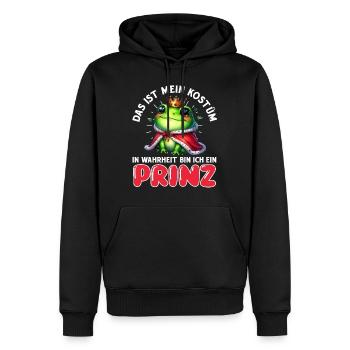 Froschkönig DAS IST MEIN KOSTÜM BIN EIN PRINZ - Männer Premium Bio Hoodie - Schwarz - Vorne - Nico (187cm)