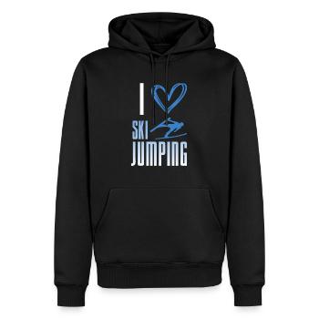 J’adore le saut à ski - sports d’hiver - Sweat à capuche Premium bio Homme - noir - Devant - Nico (187cm)