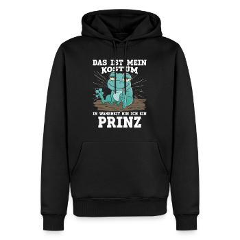 Froschkostüm DAS IST MEIN KOSTÜM BIN EIN PRINZ - Männer Premium Bio Hoodie - Schwarz - Vorne - Nico (187cm)