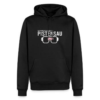 Pistensau Skier Fun Shirt - Sweat à capuche Premium bio Homme - noir - Devant - Nico (187cm)