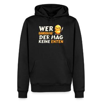 Karneval Ente WER GÄNSEHAUT DER MAG KEINE ENTEN - Männer Premium Bio Hoodie - Schwarz - Vorne - Nico (187cm)