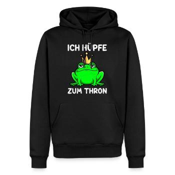 Karneval Frosch ICH HÜPFE ZUM THRON Lustiges - Männer Premium Bio Hoodie - Schwarz - Vorne - Nico (187cm)