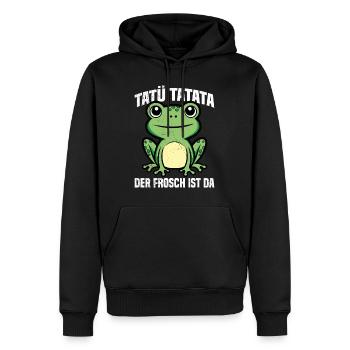 Faschings Kostüm TATÜ TATATA DER FROSCH IST DA - Männer Premium Bio Hoodie - Schwarz - Vorne - Nico (187cm)