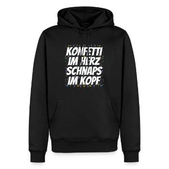Karneval Konfetti Spruch - Männer Premium Bio Hoodie - Schwarz - Vorne - Nico (187cm)
