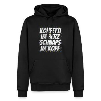 Dicton de fête de carnaval - Sweat à capuche Premium bio Homme - noir - Devant - Nico (187cm)
