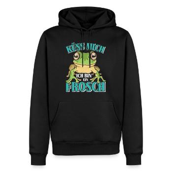 Karneval Party Frosch KÜSS MICH BIN EIN FROSCH - Männer Premium Bio Hoodie - Schwarz - Vorne - Nico (187cm)