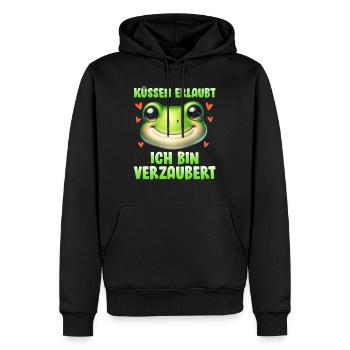 Karneval Frosch KÜSSEN ERLAUBT BIN VERZAUBERT - Männer Premium Bio Hoodie - Schwarz - Vorne - Nico (187cm)