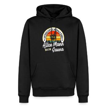 Ne sous-estimez jamais un vieil homme dans un sauna - Sweat à capuche Premium bio Homme - noir - Devant - Nico (187cm)