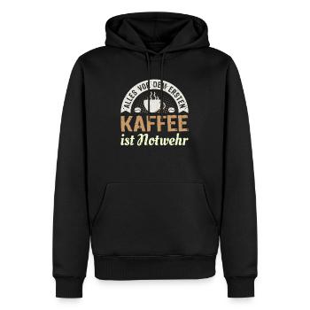 Alles vor dem ersten Kaffee ist Notwehr Kaffee - Männer Premium Bio Hoodie - Schwarz - Vorne - Nico (187cm)