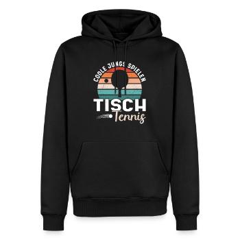 Coole Jungs spielen Tischtennis Retro Ping Pong - Männer Premium Bio Hoodie - Schwarz - Vorne - Nico (187cm)