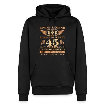 1980 Jahrgang geboren Einzigartig 45 Geburtstag - Männer Premium Bio Hoodie - Schwarz - Vorne - Nico (187cm)