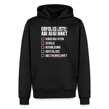 Abituriant ERFOLGSLISTE ABI ABGEHAKT Lustiges - Männer Premium Bio Hoodie - Schwarz - Vorne - Nico (187cm)