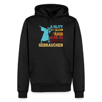 Abi ABILITY ZU ALLEM FÄHIG NICHT ZU GEBRAUCHEN - Männer Premium Bio Hoodie - Schwarz - Vorne - Nico (187cm)