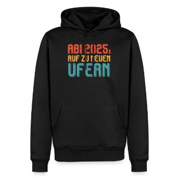 ABI 2025 AUF ZU NEUEN UFERN Abiturient Lustiges - Männer Premium Bio Hoodie - Schwarz - Vorne - Nico (187cm)