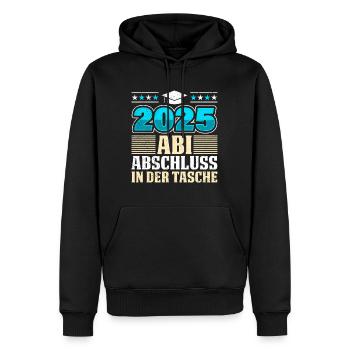 2025 ABI ABSCHLUSS IN DER TASCHE Lustiges Abi - Männer Premium Bio Hoodie - Schwarz - Vorne - Nico (187cm)
