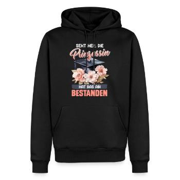 Abiturienten SEHT HER PRINZESSIN HAT ABI BESTANDEN - Männer Premium Bio Hoodie - Schwarz - Vorne - Nico (187cm)