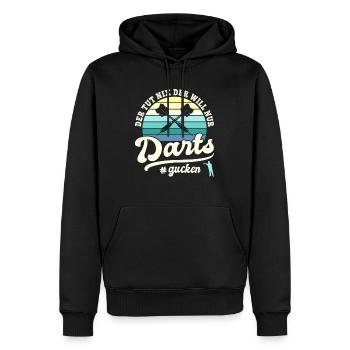 Der will nur Darts gucken Dartspieler Dartsport - Männer Premium Bio Hoodie - Schwarz - Vorne - Nico (187cm)