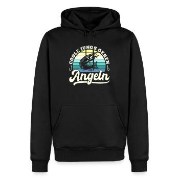 Cool Guys Go Fishing Sport Pêcheur Motif - Sweat à capuche Premium bio Homme - noir - Devant - Nico (187cm)