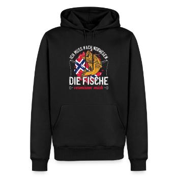 Je dois aller à Norvège Norvège Scandinavie Angler - Sweat à capuche Premium bio Homme - noir - Devant - Nico (187cm)