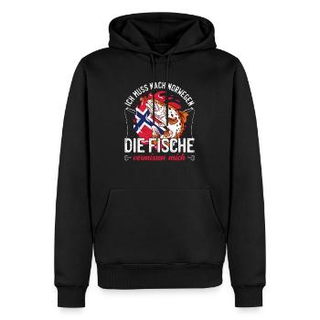 Je dois aller à Norvège Norvège Scandinavie Angler - Sweat à capuche Premium bio Homme - noir - Devant - Nico (187cm)