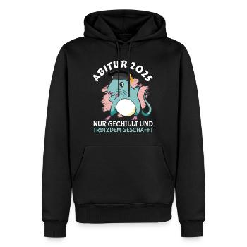 ABITUR 2025 NUR GECHILLT UND TROTZDEM GESCHAFFT - Männer Premium Bio Hoodie - Schwarz - Vorne - Nico (187cm)
