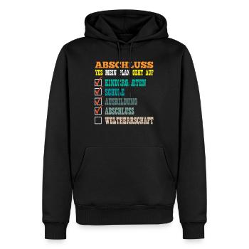 ABSCHLUSS MEIN PLAN GEHT AUF WELTHERRSCHAFT Lustig - Männer Premium Bio Hoodie - Schwarz - Vorne - Nico (187cm)