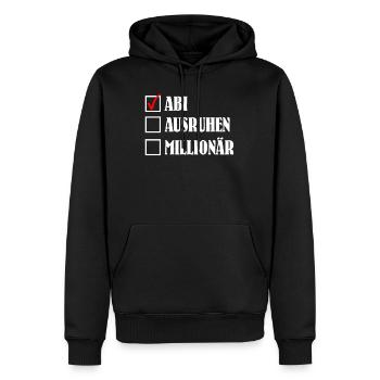 ABI AUSRUHEN MILLIONÄR Abiturient Lustiges - Männer Premium Bio Hoodie - Schwarz - Vorne - Nico (187cm)
