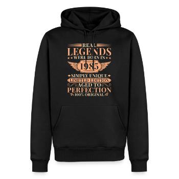 40 Jahre Einzigartig Vintage Jahrgang 1985 - Männer Premium Bio Hoodie - Schwarz - Vorne - Nico (187cm)
